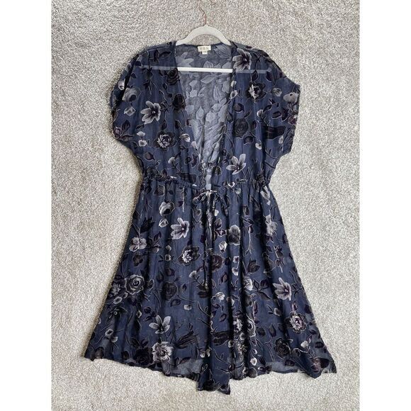 POL Jackets & Blazers - POL Kimono Women's S/M Floral Long Open Front Boho Sheer Velvet